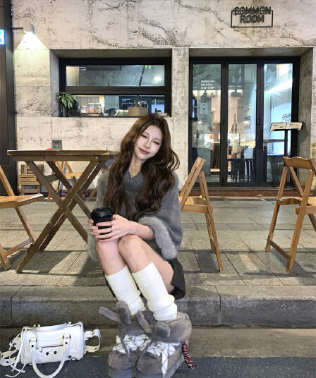 실사 정가 디자인 센스 모피 패치워크 보트넥 망토 스웨터 둘 착용 루즈핏 재킷