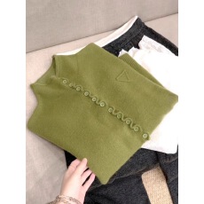 批发韩系设计感花边扣长袖针织衫女秋冬慵懒风别致氛围感穿搭气质毛衣