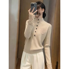 批发半高领钩花毛衣女款2025新款冬季高级感可外穿内搭打底<b class='q'>针织衫</b>上衣
