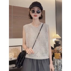 批发白色钩花镂空无袖<b class='q'>吊带</b><b class='q'>背心</b>女2026夏季新款设计感宽松洋气百搭上衣