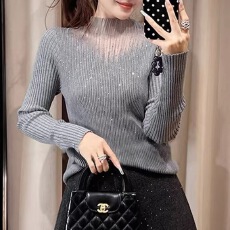 批发设计感重工烫钻灰色<b class='q'>打底衫</b>上衣大码女装秋季<b class='q'>新款</b>胖mm修身显瘦毛衣