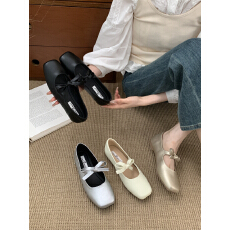 批发温柔仙女风玛丽珍鞋2025春季法式气质优雅蝴蝶结平底晚晚鞋