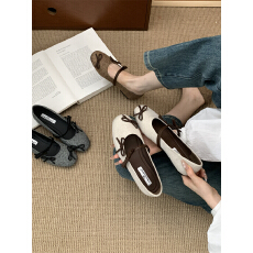 批发2025年新款时尚百搭圆头平底单鞋女蝴蝶结芭蕾舞鞋奶奶鞋玛丽珍鞋