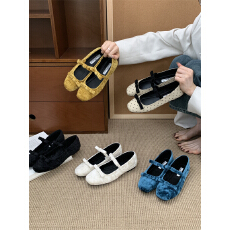 批发法式晚晚风蝴蝶结方头玛丽珍鞋芭蕾鞋2025新款仙女风配裙子奶奶鞋