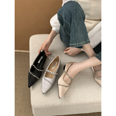 批发2025年春<b class='q'>夏</b>季新款轻奢感弯绕水钻气质百搭尖头全包方跟软底单鞋女