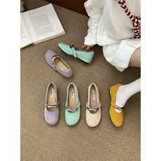 批发韩国法式温柔晚晚风浅口小单鞋女2025年春<b class='q'>夏</b>款时尚金属扣玛丽珍鞋