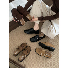 批发2025秋款潮酷复古<b class='q'>英伦</b>风布洛克小皮鞋豹纹拼接粗跟玛丽珍鞋女单鞋