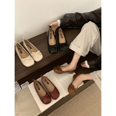批发JB JIABAO2025年春季新款<b class='q'>韩版</b>蝴蝶结单鞋女平底圆头软底<b class='q'>女鞋</b>