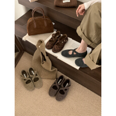 批发仙女风玛丽珍鞋搭扣毛毛鞋单鞋女2025秋季新款<b class='q'>韩版</b>软底浅口平底鞋