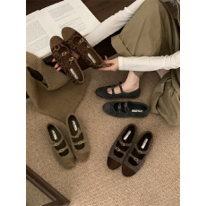 批发法式<b class='q'>复古</b>毛呢灰色晚晚单鞋女2025新款搭扣通勤玛丽珍鞋