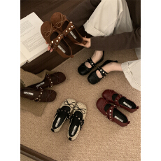 批发甜酷风<b class='q'>复古</b>蝴蝶结圆头晚晚单鞋女2025年秋季新款芭蕾仙女玛丽珍鞋