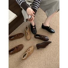 批发<b class='q'>复古</b>棕色美拉德加绒毛毛鞋女2025年秋冬季新款乐福鞋韩版休闲单鞋