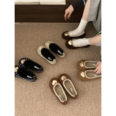 批发日系波点圆头蝴蝶结平底单鞋<b class='q'>女鞋</b>子2025秋季新款<b class='q'>气质</b>芭蕾舞晚晚鞋