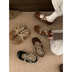 加绒单鞋女秋冬新款法式气质仙女芭蕾风温柔晚晚绒面平底玛丽珍鞋