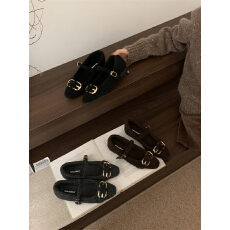 批发韩版小香风方扣加绒单鞋女2025<b class='q'>秋</b>冬新款超火外穿毛毛鞋气质奶奶鞋