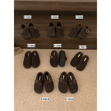 批发咖啡色系一脚蹬羊羔毛加绒勃肯鞋包头半拖鞋女外穿保暖棉拖毛毛拖