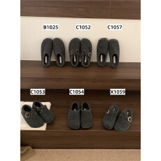 批发灰色系列一脚蹬羊羔毛加绒勃肯鞋包头半拖鞋女外穿保暖棉拖毛毛拖