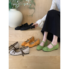 小香风蝴蝶结平底单鞋子女瓢鞋2026内增高软皮豆豆玛丽珍芭蕾舞鞋