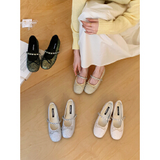 批发2026春季新款水钻复古蝴蝶结平底单鞋女仙女风<b class='q'>百搭</b>浅口芭蕾舞鞋