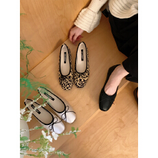 批发复古小众蝴蝶结豹纹单鞋2026春<b class='q'>夏</b>新款小香风法式软底奶奶鞋芭蕾鞋