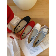 批发温柔仙女浅口蝴蝶结单鞋女2026新款春<b class='q'>秋</b>季新款方头懒人芭蕾舞瓢鞋