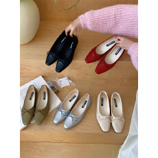 批发潮牌小众单鞋女平底2026春<b class='q'>夏</b>新款编织蝴蝶结方头低跟浅口女鞋