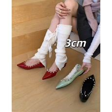 批发法式气质内增高铆钉单鞋2026年春<b class='q'>夏</b>新款尖头通勤奶奶鞋小香风瓢鞋