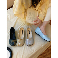 批发内增高4CM厚底分趾拇指猪蹄鞋女2026年春<b class='q'>秋</b>软皮超软单鞋女