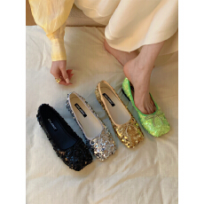 批发法式小皮鞋蝴蝶结玛丽珍鞋平底鞋银色亮片单鞋瓢鞋<b class='q'>秋</b>夏晚风女鞋子