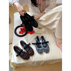 批发2026春季圆头镂空网面<b class='q'>休闲</b>平底单鞋一字扣带透气玛丽珍女鞋