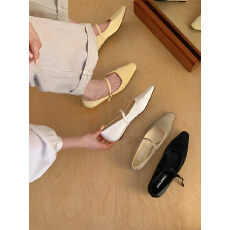 批发2026新款温柔<b class='q'>简约</b>风一字扣带浅口玛丽珍鞋女平底方头百搭通勤单鞋