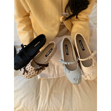 批发2026春秋年新款蝴蝶结玛丽珍单鞋子女一字带芭蕾鞋平底乐福鞋瓢鞋