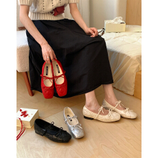 批发春季新款小红鞋女鞋蝴蝶结浅口单鞋女气质<b class='q'>通勤</b>百搭玛丽珍鞋