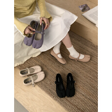 批发软底软面复古玛丽珍鞋女鞋2026年春秋新款一字带浅口百搭圆头单鞋