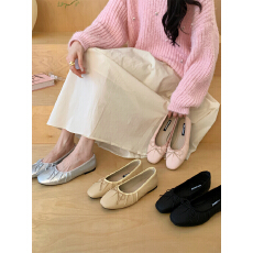 批发绝美巨好看的鞋子温柔晚晚风单鞋女褶皱浅口奶奶鞋配裙子鞋子