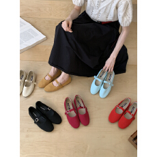 批发法式仙女风2026春<b class='q'>夏</b>新款飞织玛丽珍鞋圆头平底奶奶鞋软底豆豆单鞋