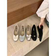 批发增高4CM拼接软底晚晚鞋女2026新款千金风山茶花蝴蝶结芭蕾鞋