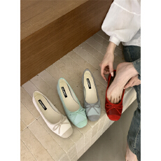 批发春季法式复古风蝴蝶结浅口内增高女单鞋新款<b class='q'>百搭</b>时尚芭蕾舞鞋