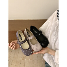 批发法式复古小众波点一字玛丽珍鞋2026新款温柔仙女风奶奶鞋芭蕾单鞋