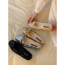 批发法式仙女风女鞋子单鞋晚晚鞋春夏季复古蝴蝶结小香风平底鞋奶奶鞋