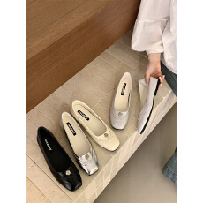 批发银色法式温柔风方头浅口单鞋女2026春季中跟内增高<b class='q'>通勤</b>鞋奶奶鞋女