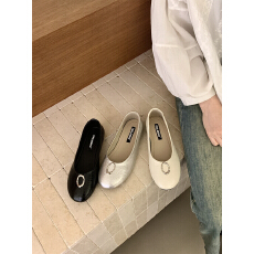 批发亮片扣圆头一脚蹬平底单鞋女2026<b class='q'>秋</b>新款休闲勃肯鞋软底豆豆鞋