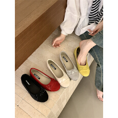 批发芭蕾风蝴蝶结浅口单鞋女平底百搭一脚蹬2026春夏新款不累脚通勤鞋