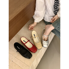 批发小香风拼色方头气质单鞋女鞋子2026新款法式<b class='q'>复古</b>银色玛丽珍鞋