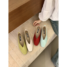 批发2026春夏新款平底单鞋女<b class='q'>韩版</b>百搭方头浅口一脚蹬奶奶鞋瓢鞋豆豆鞋