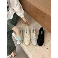 批发蝴蝶结浅口小单鞋女2026春新款法式蕾丝内增高圆头软底芭蕾舞鞋