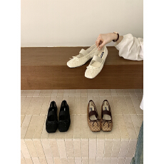 批发方头蝴蝶结浅口单鞋女2026年春季百搭舒适平底芭蕾舞鞋玛丽珍鞋女