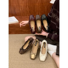 批发韩版方头芭蕾舞鞋女平底蝴蝶结一脚蹬舒适单鞋法式仙女风不累脚鞋