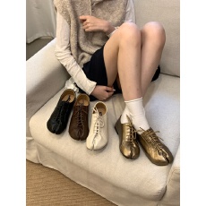 批发2026新款极简风分趾鞋女软皮系带圆头平底芭蕾鞋<b class='q'>休闲</b>单鞋