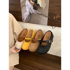 批发小众手工编织包头半拖鞋女<b class='q'>夏</b>穿增高7厘米波西米亚厚底勃肯凉拖鞋